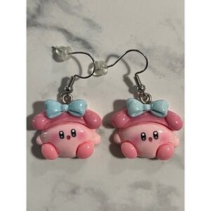 Kirby Pink Character Resin Dangle Earrings